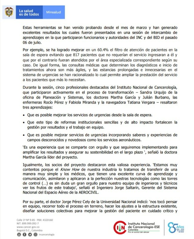INCancerologia's tweet photo. El @incancerologia está transformando la gestión del servicio de urgencias GAICA usando conocimiento e innovación #K4R. Avanza nuestro proyecto piloto  con @EL_BID para mejorar los tiempos de atención de nuestros pacientes. @diegoarisi @la_cortesa @Lea_g_d  @BID_GobernArte https://t.co/4mEzn6Rr37