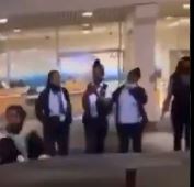 strang666's tweet photo. @DiamondandSilk "...Where was Security?.." right there videoing the whole thing. Here's a follow up question... if a gang of whites were pounding on one black women... would it be OK if a group of whites just stood and video taped? Asking for a friend... https://t.co/R0ku0tdMHu