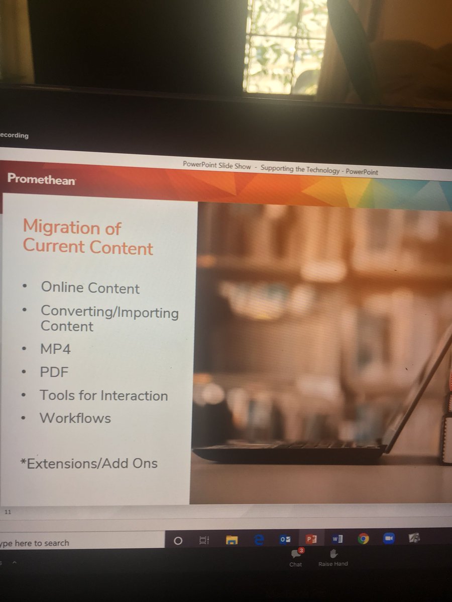mzteech's tweet photo. Good advice from Angela Srdoin’s presenrstion... teacher’s should record all of their virtual lessons... then when someone is sick, that can still access what they missed. @LearnPromethean #CampPromethean20 https://t.co/UtDM8T5G12