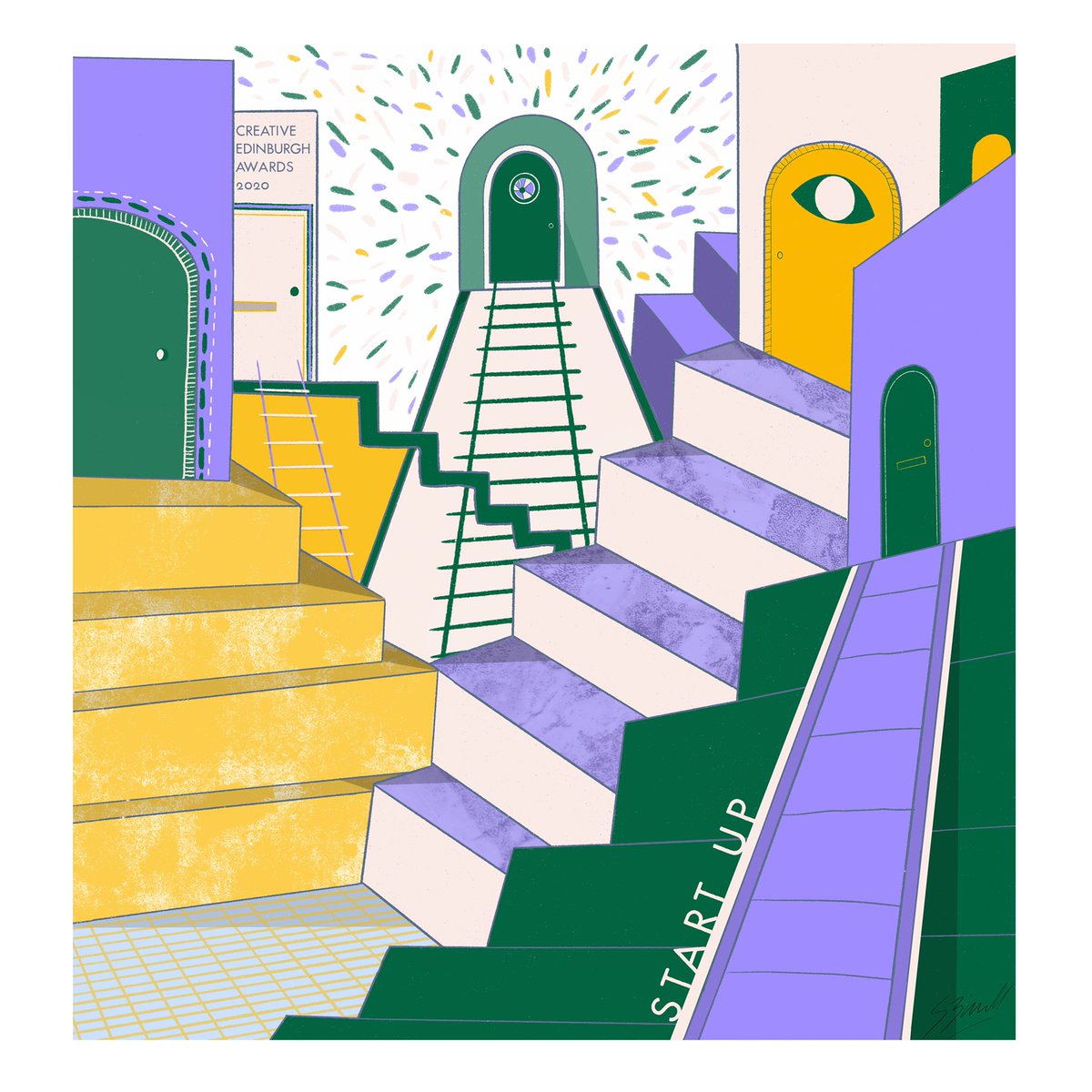 the_gutterpress's tweet photo. Super excited to share the artwork I made for the @CreativeEdin awards this year. Ten of us collaborated making an artwork each to represent each award. They all look great and super proud to be part of it 🥳 https://t.co/TbHICnYNSl