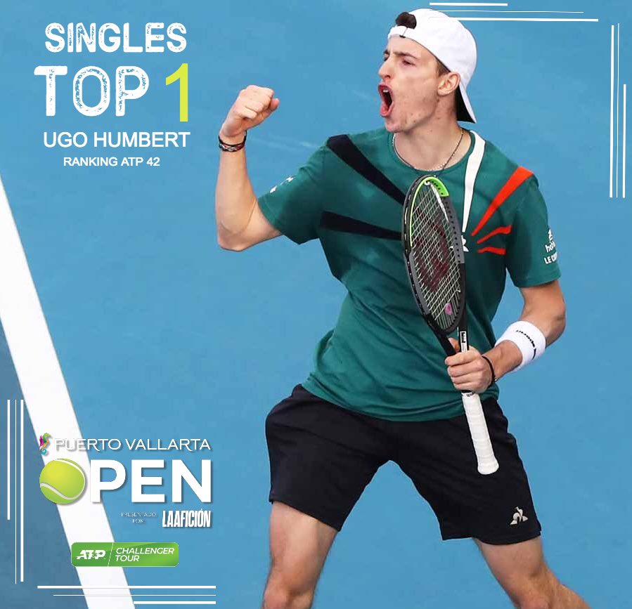 PtoVallartaOpen's tweet photo. Ugo Humbert nació el 26 de junio de 1998 en Metz, Francia. Su mejor clasificación individual es el número 42 obtenido en marzo 2020. El Top 10 de Singles es presentado por @PuertoVallarta https://t.co/0Mm4WAzfT6