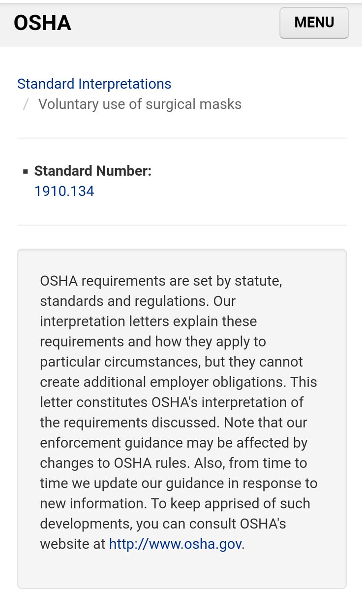 OSHA CfC Standard 1910.134 Voluntary Use of surgical masks. Be sure to read the pdf at the link highlighted.  https://www.osha.gov/laws-regs/standardinterpretations/2017-12-20
