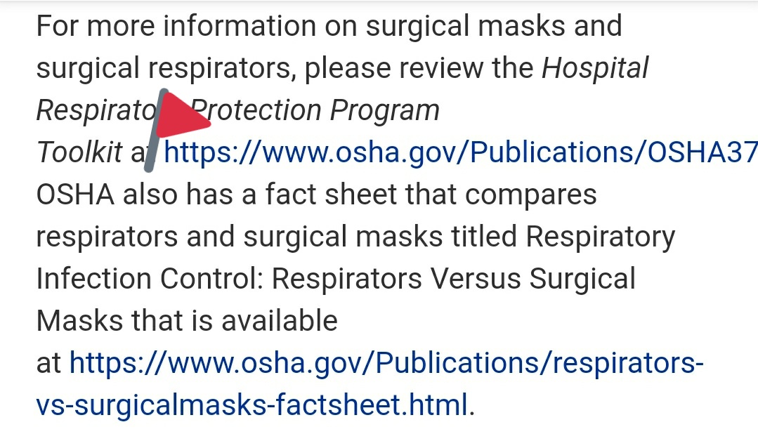 OSHA CfC Standard 1910.134 Voluntary Use of surgical masks. Be sure to read the pdf at the link highlighted.  https://www.osha.gov/laws-regs/standardinterpretations/2017-12-20