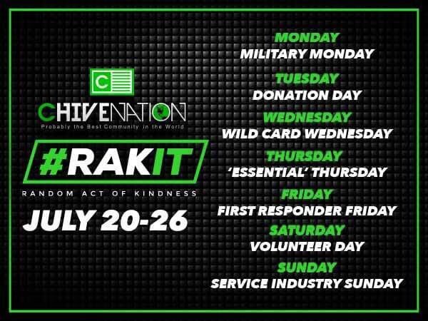 HRoadsChivers's tweet photo. Chive Nation’s RAKit Week 2020 challenge starts Monday! https://t.co/LE7I1ZeAtv