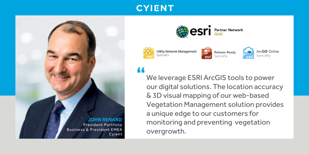 Cyient's tweet photo. #Utilities can save up to 40% on asset inspection by remotely monitoring &amp; identifying hazards to distributed network infrastructure. Ensure compliance &amp; prevent costly outages with our #vegetationmanagement solution. #EsriUC #PoweringASustainableTomorrow 
https://t.co/S5f9TVVDIz https://t.co/OmPtwWTg0O