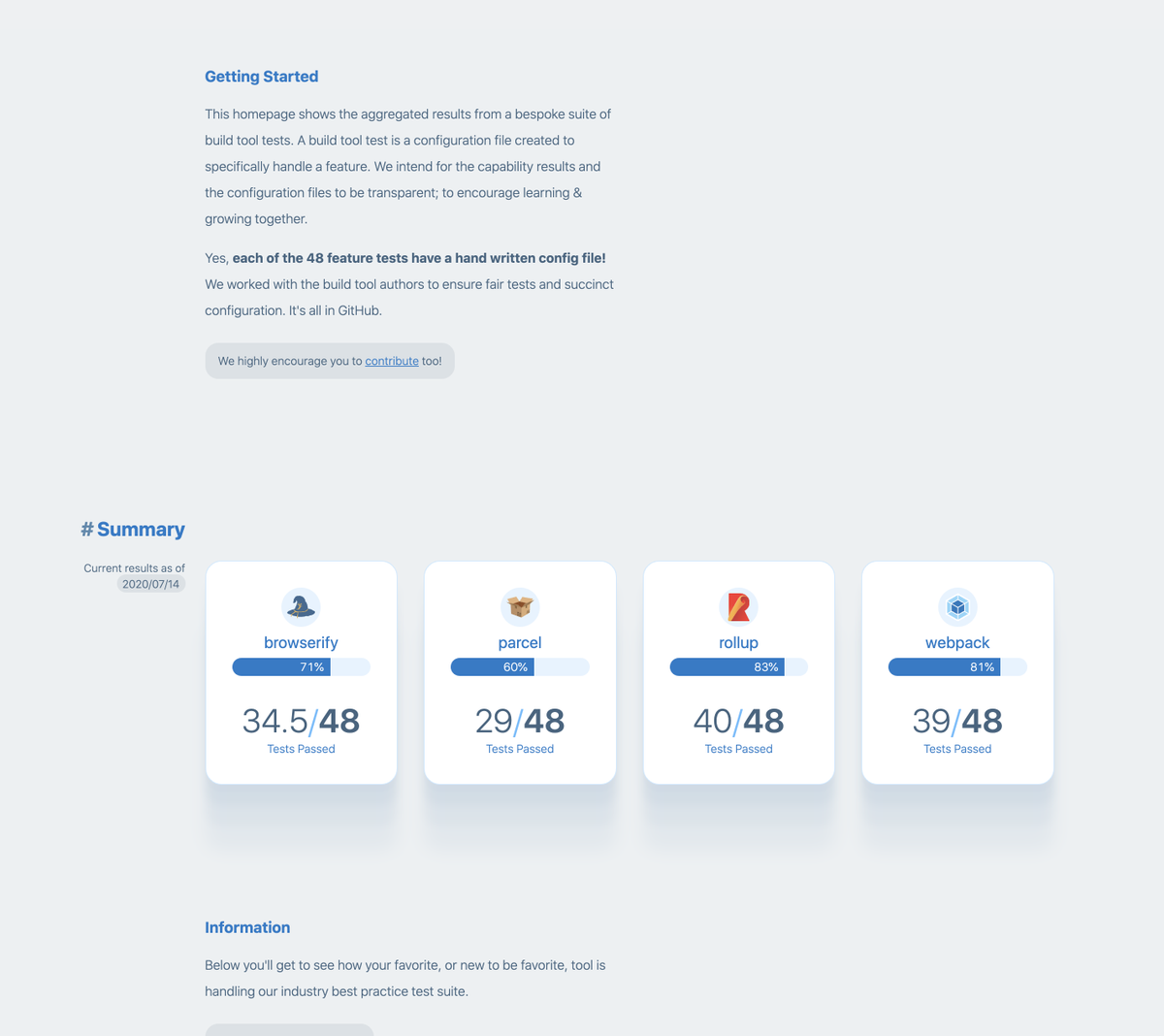 argyleink's tweet image. tooling.report - bundle tool tests with explainers &amp;amp; free configs showing advanced features in Webpack, Rollup, Parcel &amp;amp; Browserify

CSS bundling bundlers.tooling.report/non-js-resourc…
Code splitting bundlers.tooling.report/code-splitting/
Hasing bundlers.tooling.report/hashing/
Modules bundlers.tooling.report/importing-modu…