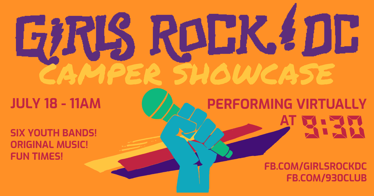 930Club's tweet photo. The annual @GirlsRockDC camper showcase is tomorrow! Check out the stream on FB and support this awesome org! 🤘 https://t.co/zfnSXuRDo7