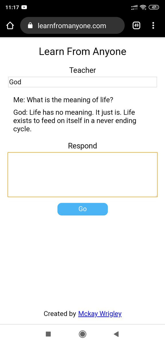 Why not invite her/him/it in your podcast?
<a href="/lexfridman/">Lex Fridman</a>