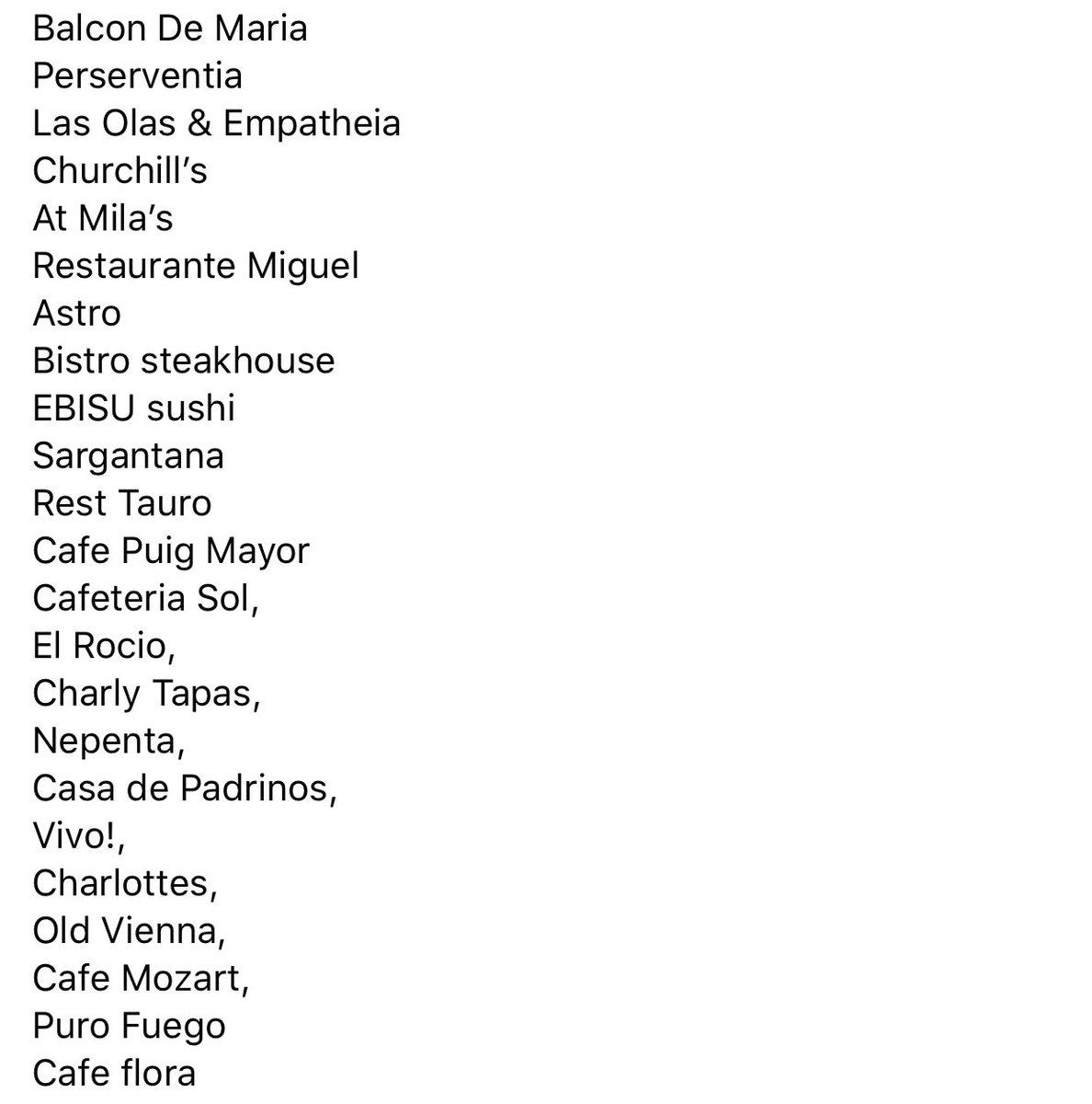 SantaPonsaLife's tweet photo. List of open restaurants and cafe’s in Santa Ponsa... this has come courtesy of the Santa Ponsa Closed Facebook group. Anyone who hasn’t joined this is the best place to get up to date info on Santa Ponsa. https://t.co/vjsNiLjBus