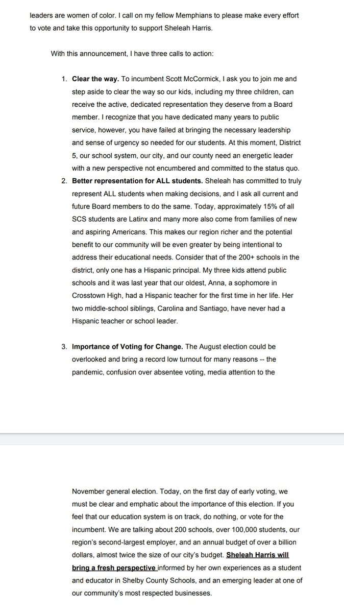 calvo901's tweet photo. Transcript from today's announcement about SCS race: @SCSK12Unified @SheleahHarris https://t.co/mdVXS7SLpf