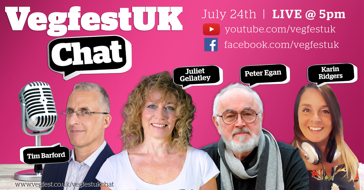 VegfestUK's tweet image. VegfestUK Chat Live 5pm Friday July 24th with Juliet Gellatley from @vivacampaigns  and super #vegan actor @PeterEgan6 plus updates from @VegfestUK Summerfest Online Aug 14th 16th 2020, with hosts Karin Ridgers from @VeggievisionTV + Tim Barford
business.facebook.com/events/7564133…