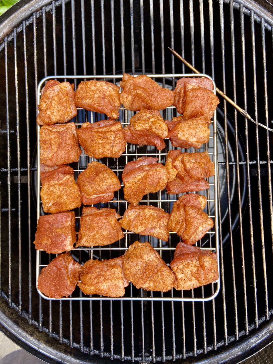 Pork belly burnt ends tonight. 
Doubled up on <a href="/AngusandOink/">Angus & Oink</a> with the porky white chick rub first and then finished with their red house bbq sauce. Also added honey 🍯, sugar and butter! 
Fairly simple cook. 4 hours slowly smoking and family loved it.