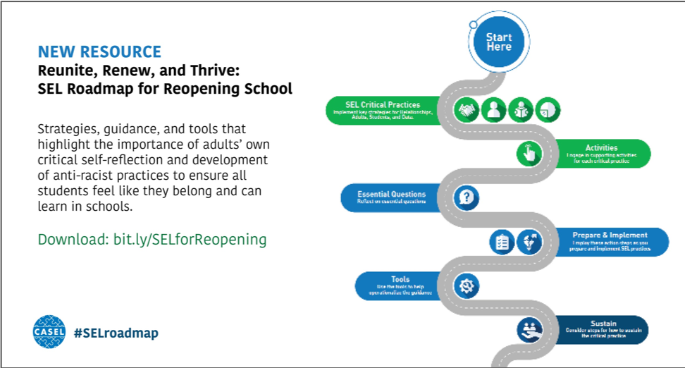 ArkansasEd's tweet photo. The Collaborative for Academic, Social, and Emotional Learning (CASEL)’s Reunite, Renew, &amp; Thrive: SEL Roadmap for Reopening School offers guidance on how social and emotional learning can support the transition back to school. https://t.co/x1Gq2DKnxW https://t.co/Nd4oIIg8eb