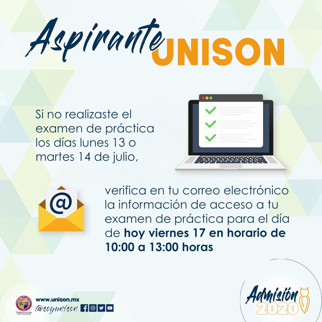 SoyUnison's tweet photo. #AspirantesUnison #Admisión2020 https://t.co/1HPIZkWdiw