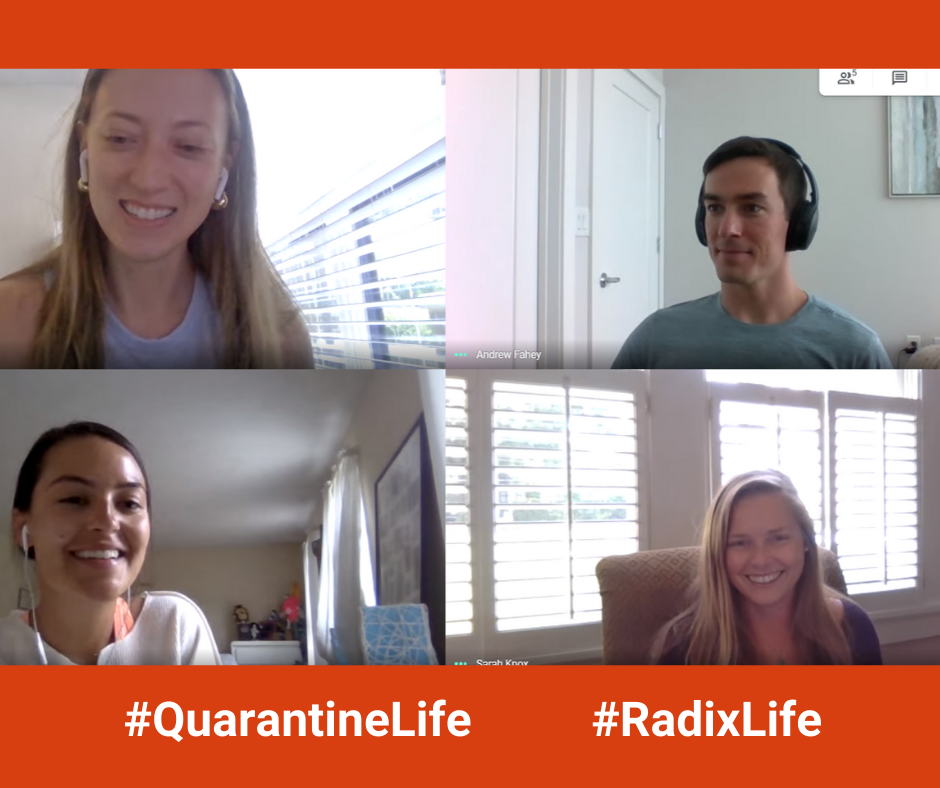 radixhealth's tweet photo. Our Client Operations Management team kicks off weekly check-ins with a question. This week's question was, "What is your favorite Quarantine purchase?" How have your teams been engaging remotely? P.S. Our favorite answer was "a cocktail making kit" #QuarantineLife #RadixLife https://t.co/aSlGPqmYW5
