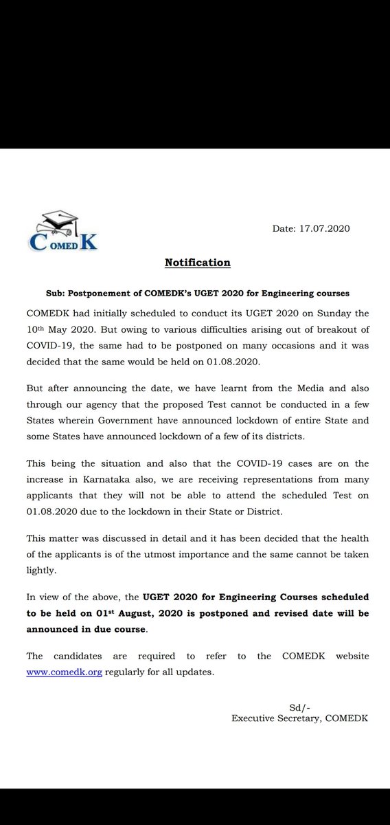 Vishnukb8055's tweet photo. #postponekarnatakaCET
#postponekcet
#postponekcet2020
#postponenata
#postponenata2020
@nimmasuresh
@drashwathcn
Comed-k has been postponed. And a big exam like kcet is not postponed. @nimmasuresh and ur happy u gt a blue tick. Shame on you! https://t.co/HhhUqCHCDc