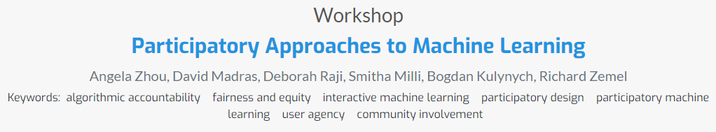 DiverseInAI's tweet photo. Attending the @icmlconf  panel on Participatory Approaches to #MachineLearning moderated by @rajiinio and featuring the research director of @Data4BlackLives, @JamelleWD (who just gave a great talk about agency and fairness/accountability. #SocialJustice #FAccT #DiverseInAI https://t.co/on5kPn0AB8