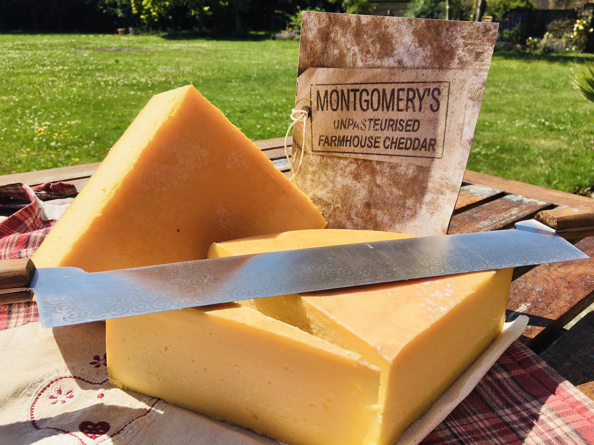 RogerCrudge's tweet photo. Spent today cutting cheese like this beautiful #Ogleshield and #montgomerycheddar ready for @EastOxMarket where I will also have @holmleighdairy milk for sale. https://t.co/KK0Yf9bXgV