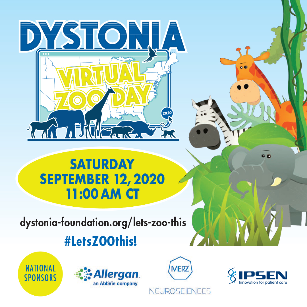 dmrf's tweet photo. Every RT will earn $1 to support the Virtual #Dystonia Zoo Day to benefit DMRF. Join us 9/12/20 to boost #dystoniaawareness, support #dystoniaresearch, and have some fun! https://t.co/jsjWTf2yy6 #LetsZOOthis https://t.co/Uo83CnRWE8