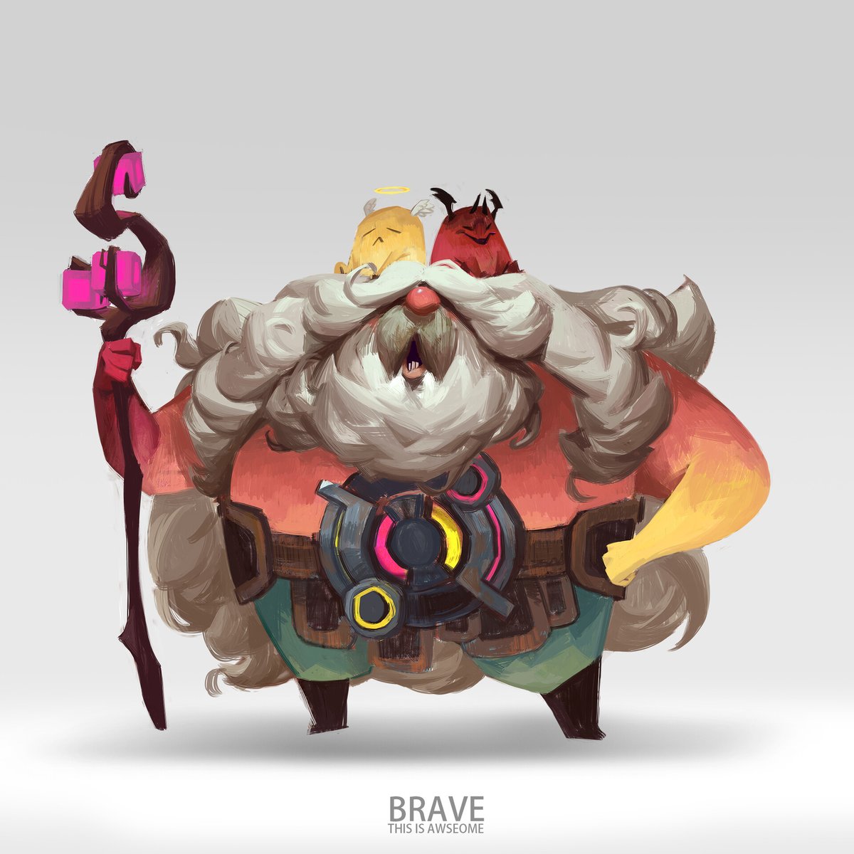 I would like to share this here, a #characterdesign I did for #boxofmystery challenge on #ArtStationHQ . I had a lot of fun doing him. he is the brave one. I was thinking he was brave because the character won't have any will to do anything, the decision-maker was the two guys.