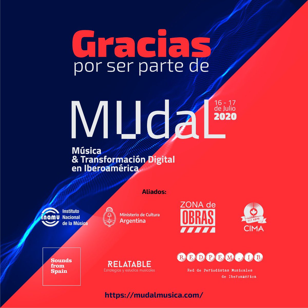 Circulart_'s tweet photo. Cerramos #MUdaL 📢
•
Gracias a todas y todos los que se han conectado, a los panelistas, aliados y asociados por su apoyo🙏🏼
•
Dejamos ya sembradas una serie de ideas y caminos por seguir para la transformación de la música iberoamericana. 
•
Que siga la #MúsicaEnTransformación https://t.co/0eH0U89gF3