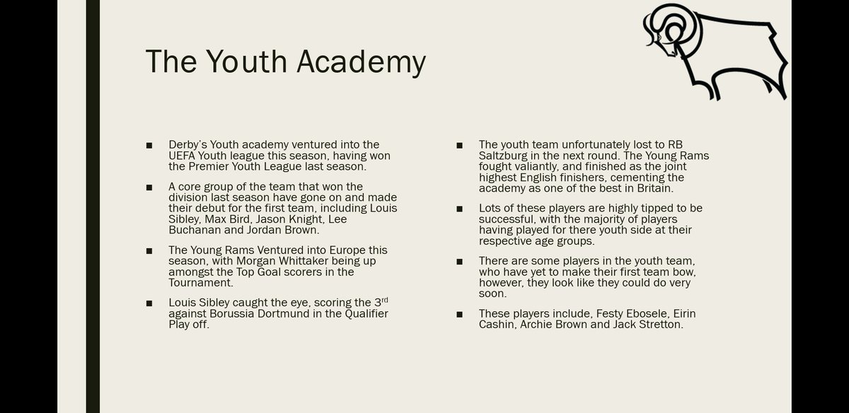 Derbys youth academy has been extremely successful this year, and is a massive part of how the club will operate in the future.  #youngrams  #dcfc