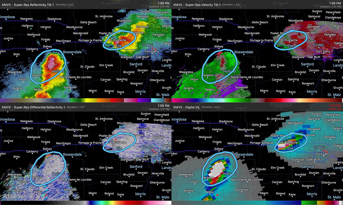 WeatherInThePeg's tweet photo. Two big #MBstorms developing west of Winnipeg, one near Glenboro/Holland and one just north of Elie. Looks like we could see some damaging hail and wind with these storms! https://t.co/4SbaGETCIl