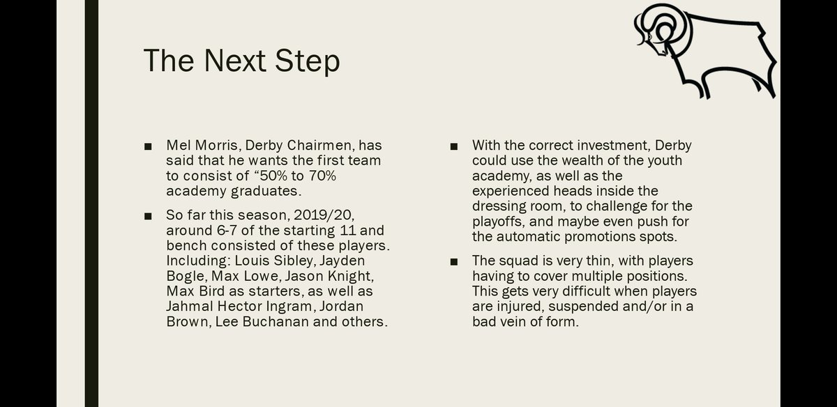 The next step for the club. This is an overall plan for the future and how Mel Morris sees the club being run. As well as this, and overview of the needs of the club.