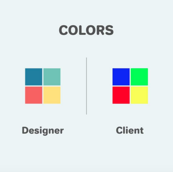 Neopublicistas's tweet photo. #Pixelo evidencia de manera creativa las diferencias entre clientes y diseñadores a la hora de trabajar en un proyecto 😂 (Parte 1) https://t.co/kZv2nPO37q
