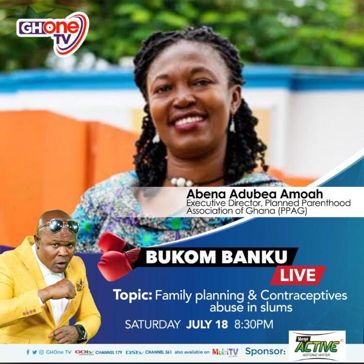 PPAGGhana's tweet image. Our Executive Director, @AdubeaAmoah will be joining your favourite TV host, Bukom Banku on @GHOneTV tomorrow night for an informative discussion on Contraceptive Methods and their abuse in our society

8:30 p.m.  sharp

Tell a friend to tell a friend! 💃🏾🕺🏾

#KnowYourFPMethods