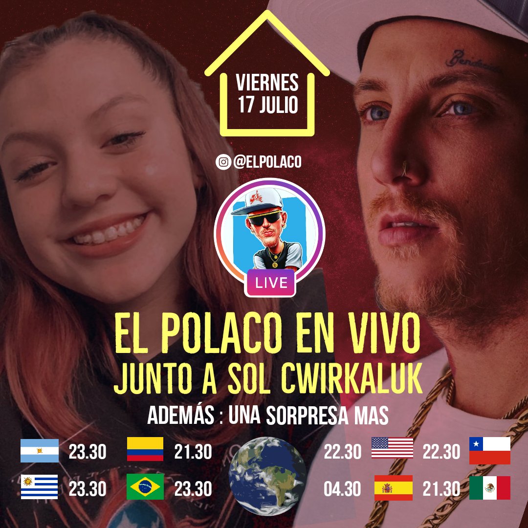 ¡Viernes en vivo! 💯

Hoy #ElPolaco junto a #Solcito y además una sorpresa ¡BOMBA! 💣 Desde las 23.30hs 🇦🇷