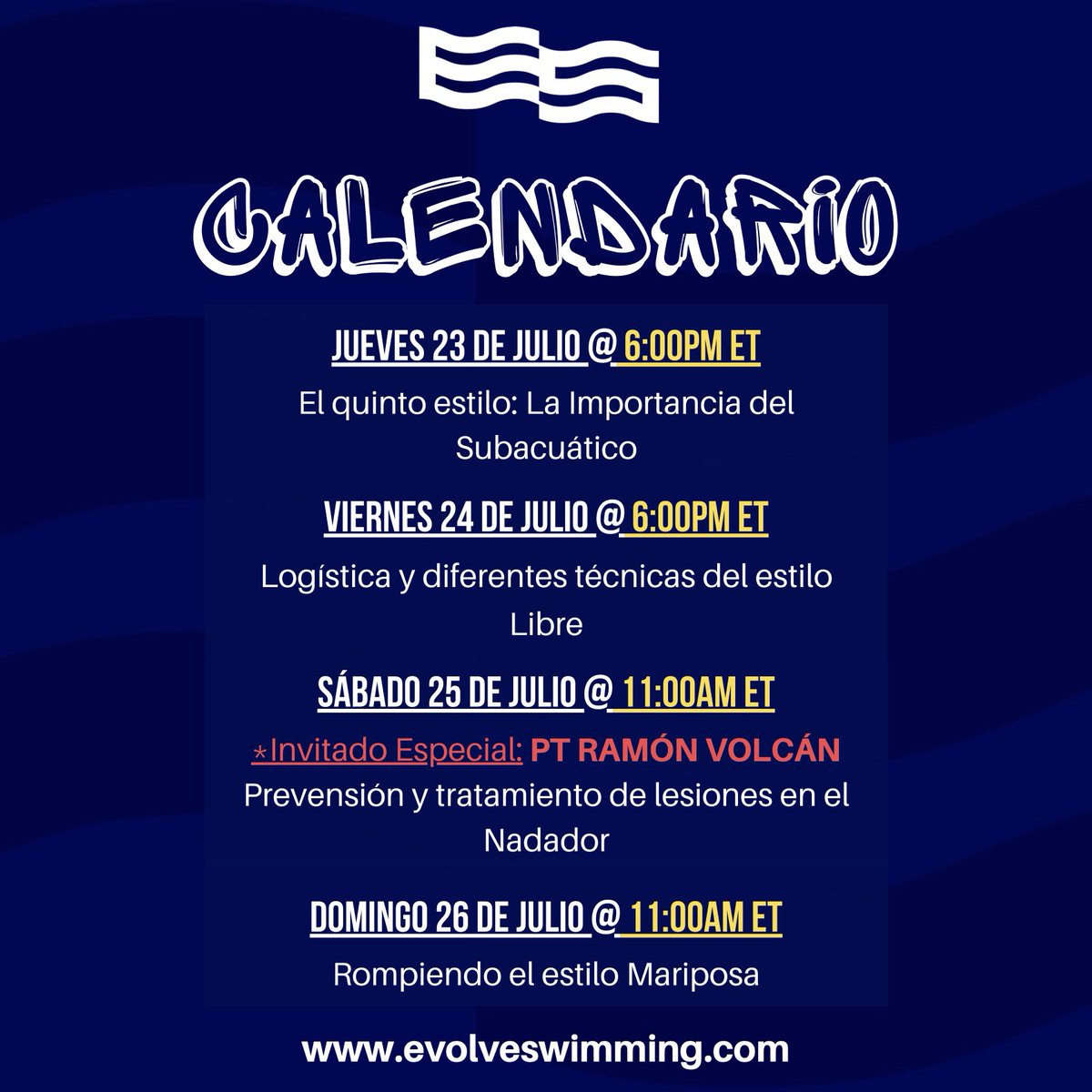 evolve_swim's tweet photo. Reserva un espacio en tu agenda!
-
Puedes registrarte a través de nuestro sitio web: https://t.co/6BBJ1e4ndq
-
Escríbenos para más información a: management@evolveswimming.com o envíanos un mensaje directo (DM)
-
#EvolveSwimming #IICampamentoVirtualInternacional #Natacion https://t.co/kALmif7cRP