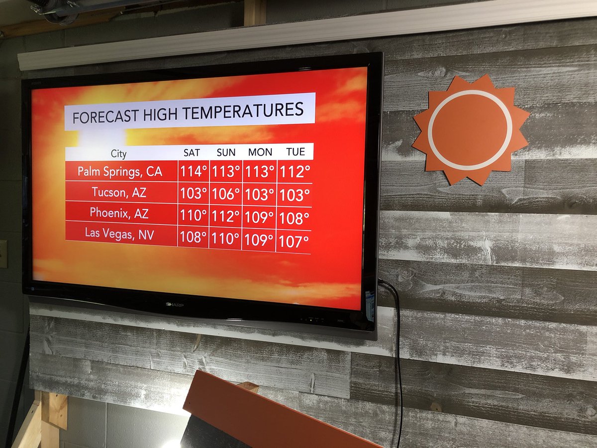 chrisnallan's tweet photo. Triple-digits for everyone across the Desert Southwest. But, does the #Monsoon make an appearance? It’s possible for some. More to come tonight on The @accuweather Network! #SWwx #DesertHeat🌵☀️🥵 https://t.co/lC6l3RukLL