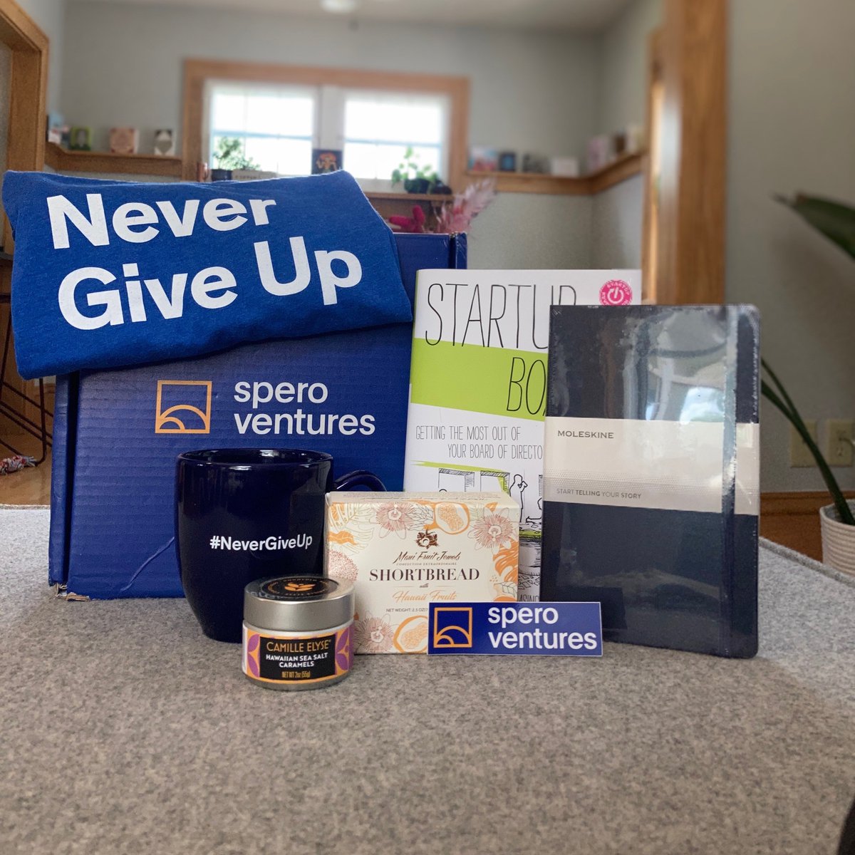 Best speaker swag gift goes to this perfectly timed reminder from <a href="/thecovenco/">The Coven</a>'s friends over at <a href="/SperoVentures/">Spero Ventures</a>. Needed this lil boost today 💙 #NeverGiveUp