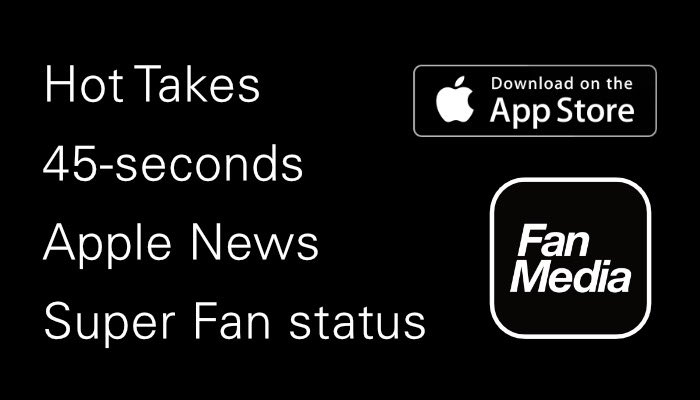FanMediaNetwork's tweet image. Sports fans give Hot Takes. 45-seconds. Earn Super Fan status for your team with hard-hitting, spot on analysis. Best fans get in Apple News. iPhone use iOS app. Android use our website.