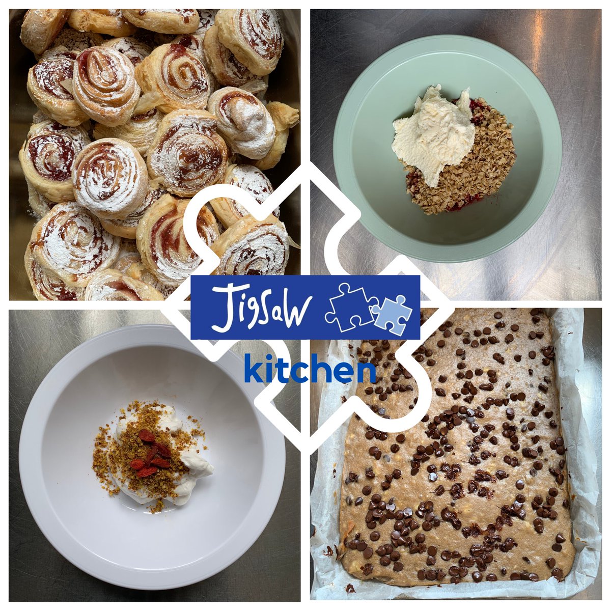 DayJigsaw's tweet photo. Don’t know about you but we love a good dessert! Ice Cream with Summer berry compote &amp; rolled oats / home made French pastries/ home made Banana Choc Chip Cake/ Yogurt mixed with Agave Nectar topped with flax, pumpkin, sunflower seeds &amp; Goji berries!! @NDNAtalk @ShitChester https://t.co/XqHQR7pGdS