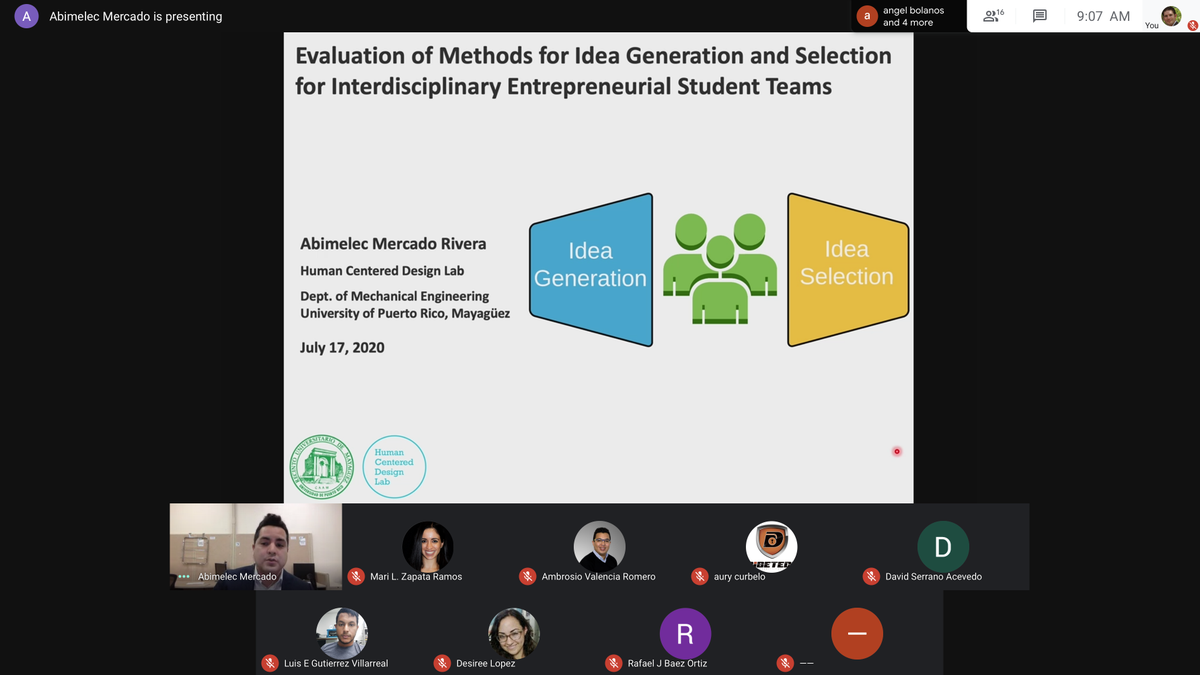 De5ignerLab's tweet photo. Today MS student Abimelec Mercado successfully presented his Thesis "Evaluation of Methods for Idea Generation and Selection for Interdisciplinary Entrepreneurial Teams". Congratulations!!! 🎉 https://t.co/A8tHwnqh2D