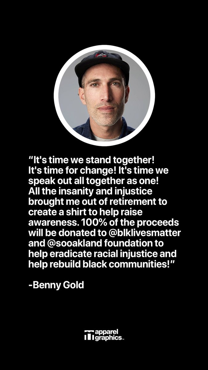 apparelgraphics's tweet photo. Out of retirement for a good cause. We are thrilled to have joined @bennygold in his efforts to help eradicate racial injustice and help rebuild black communities.

All together. One Voice.

#perfectingtheprint #apparelgraphics https://t.co/U7HL2ihInq