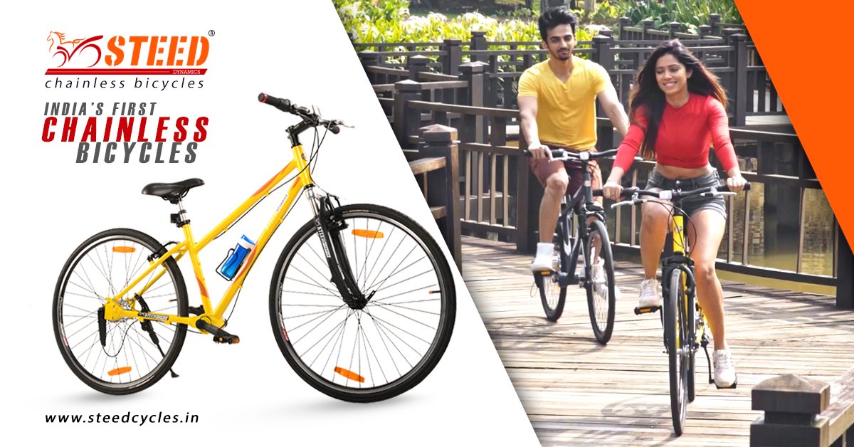 SteedChainless's tweet photo. Steed Chainless Bicycles, India's first chainless bicycles are available through our dealer network.
For more information on our dealer network, visit https://t.co/XFQ7c1Lqk0
#steedchainlessbicycles, #PropellerShaftDrive, #steedchainlesscycles, #chainlessbicycles, #bicycles https://t.co/bENx3tEAxM