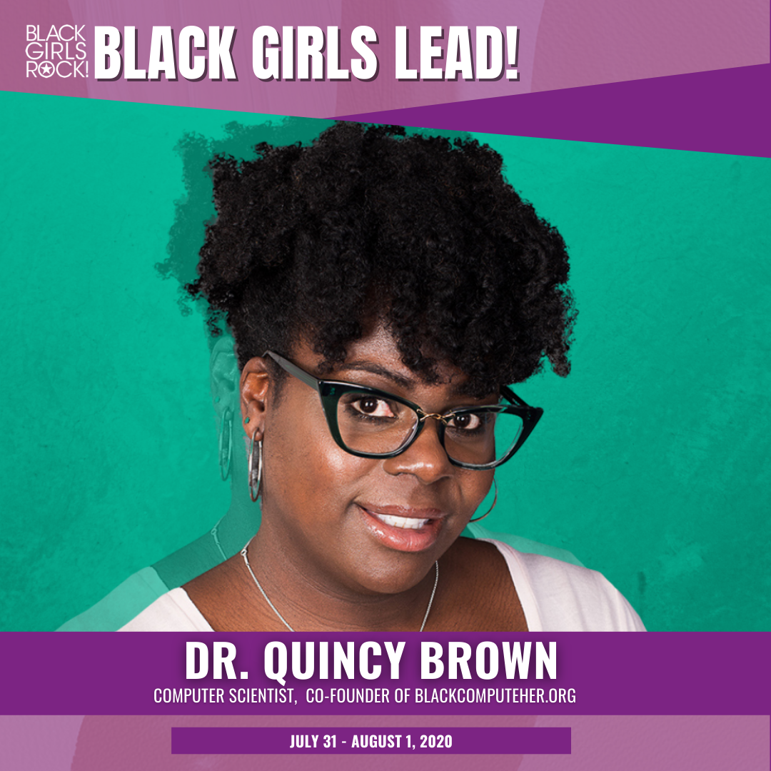 BLACKGIRLSROCK's tweet photo. BLACK GIRLS LEAD! 2020 ✨ Speaker Spotlight✨

Quincy Brown, Ph.D., is a dedicated advocate for STEM literacy and equity for women in STEM careers and has supported women and girls in computing for more than a decade.

Join us! Apply online today: https://t.co/JUsbac3m5Q #BGL2020 https://t.co/yOI2GrryCu