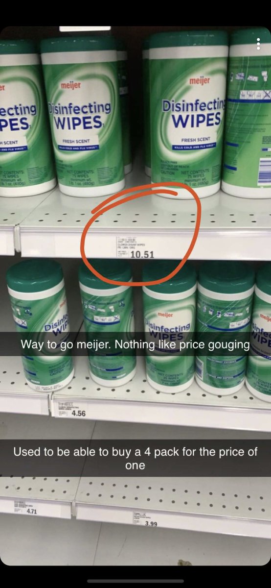 YoGirlTeralee's tweet photo. @meijer Curious, didn’t you make enough off everyone buying the entire stock of toilet paper? You didn’t have to go gouging prices on disinfectant wipes. Don’t forget, school is almost in, daycares need them too. Keep the youth in mind here, that’s all.💯🙄 https://t.co/wycDtnOEJu