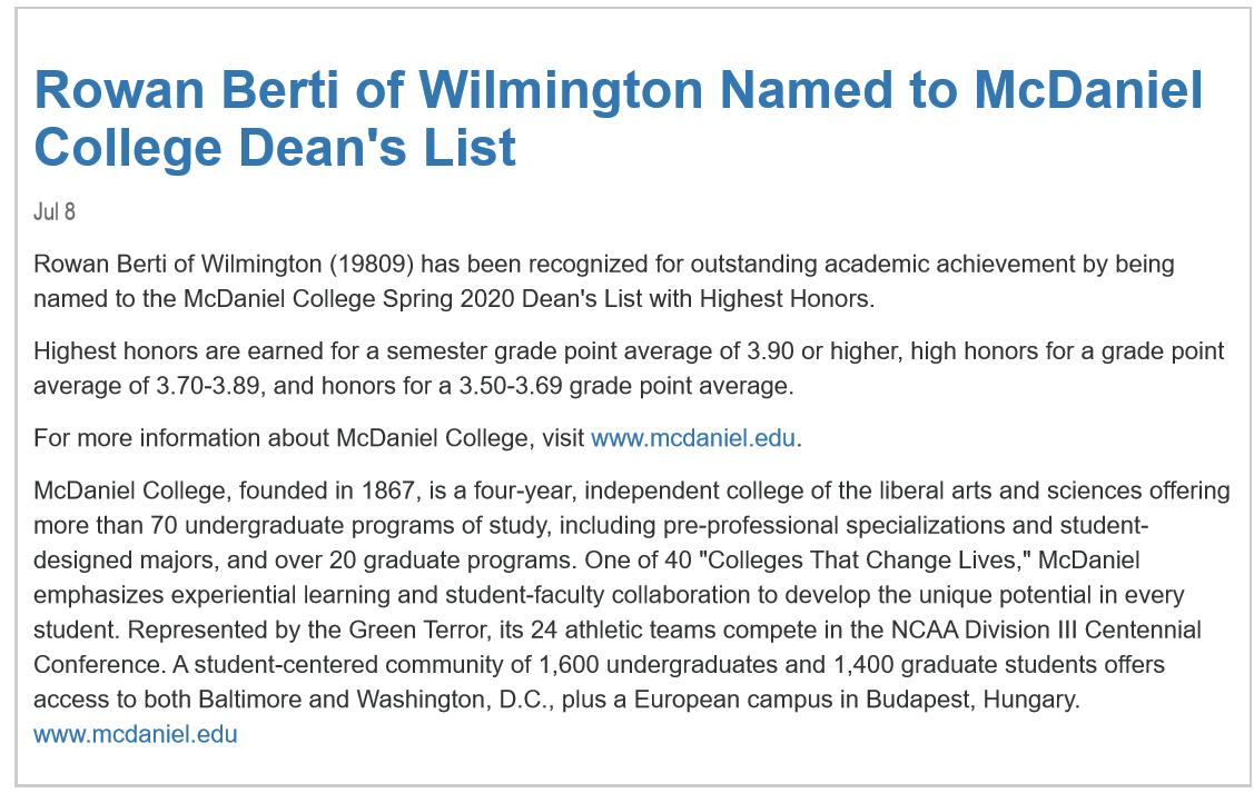 gateway_lab's tweet photo. Congratulations to Gateway Gladiators Alumni, Rowan Berti on making the Dean's List in her first year at McDaniel College! We are so proud of all that you have accomplished! https://t.co/ekeJ6yzeLQ