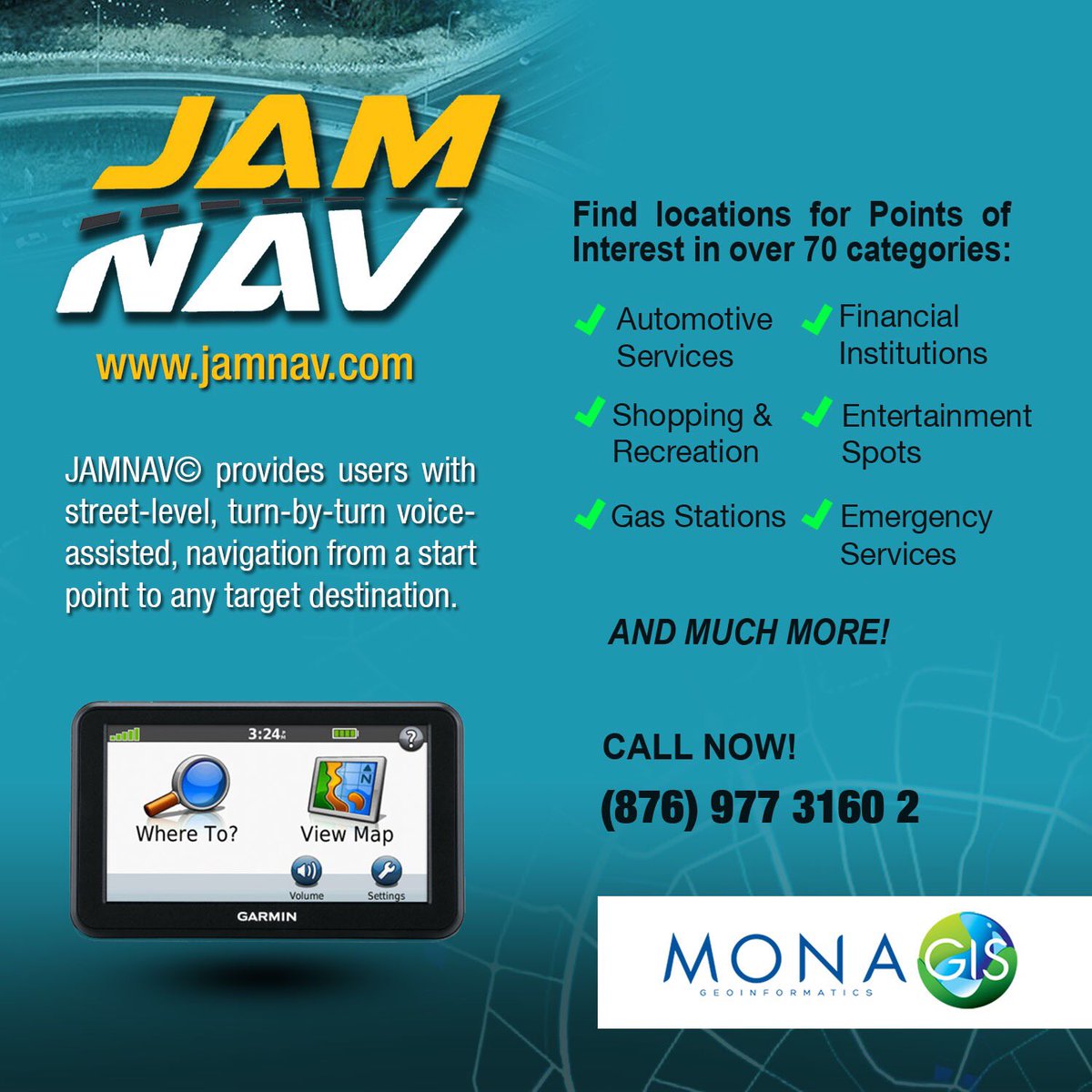 MGIMona's tweet photo. With our detailed datasets on Jamaica, find locations for Points of Interest in over 70 categories. Navigate in style. Visit https://t.co/5ejqo5oN06 #jamnav https://t.co/Ld9JphnyDt