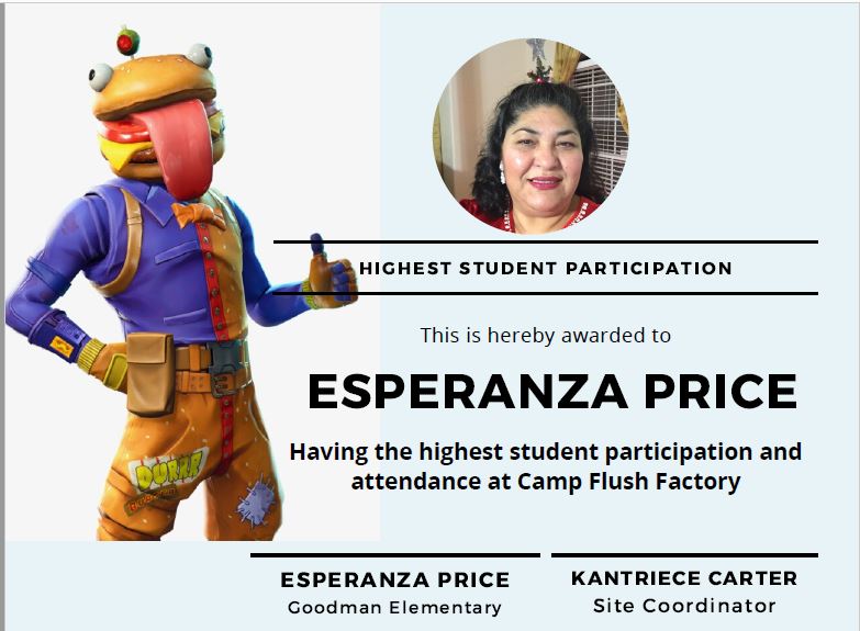 math_egutierrez's tweet photo. Congratulations to my summer camp reading partner Ms. Price! She won a prize this week for having the most student attendance. 
@Esperan14041120
@edventure_AISD
#CampFlushFactory #AldineSummer #ChooseYourLanding https://t.co/tkqsdzD50e