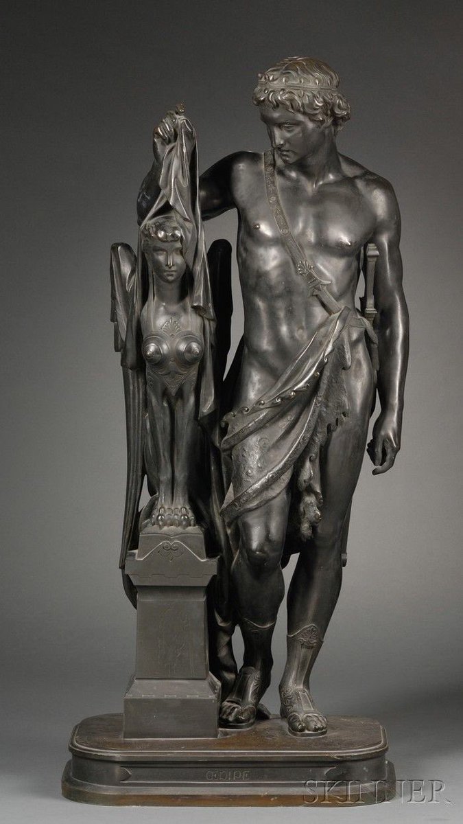 DeCromarty's tweet photo. La historia de #Edipo, cómo llega a ser rey, cómo se enamora de su madre, etc, es otra historia.
La #Esfinge era un monstruo de destrucción y mala suerte, medio mujer alada medio león, hija de la #Quimera y de #Ortro, el terrible perro hermano de #Cerbero. https://t.co/lYKnyipF19
