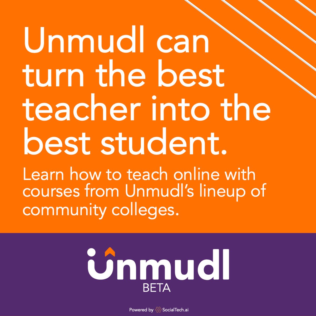 SocialtechAi's tweet photo. Andddd we’re live in a public beta!!!! Check out some awesome community college courses on Unmudl’s brand new site! For now, if you’re in need of some classes to teach YOU how to teach in an online world, have a look at Central New Mexico’s offerings  https://t.co/senGbAZa7X https://t.co/T92cvlxrt4