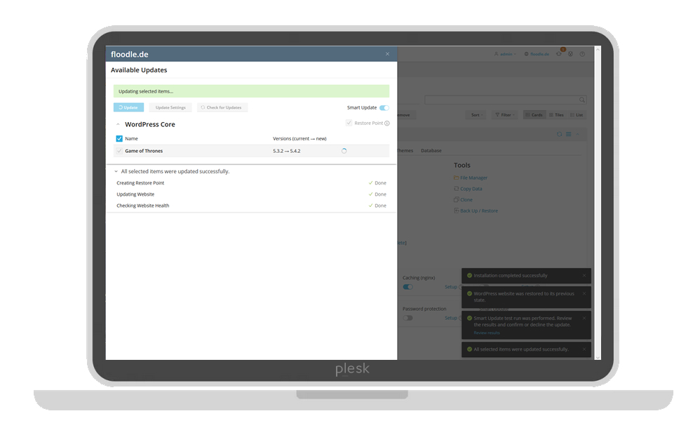 JStrotmann's tweet image. Love it when my week ends with #SmartUpdates for @Plesk #WordPress Toolkit. My weekend forecast is #positive: no issues were found during the test run. Good feeling that my site will be function properly after the planned #update.💙ple.sk/wptk How&apos;s your week ending?