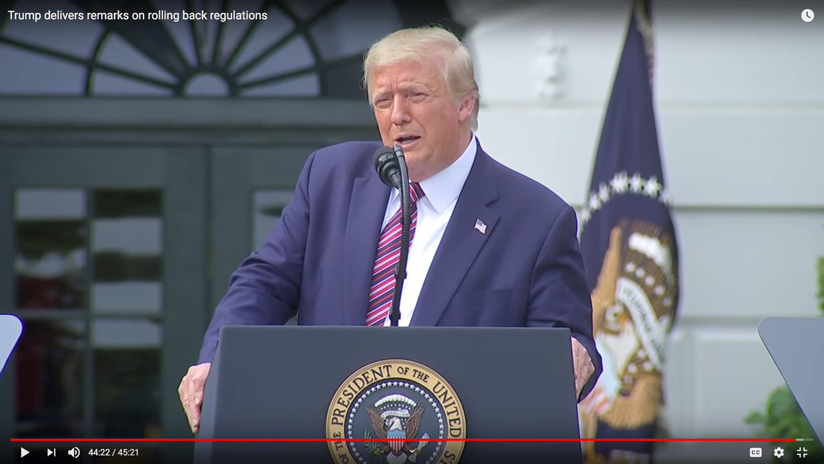ThreadThis is very interesting.When  @realDonaldTrump spoke about rolling back regulations yesterday, I saw this.First frame shows nothing; fourth frame it flew behind him.