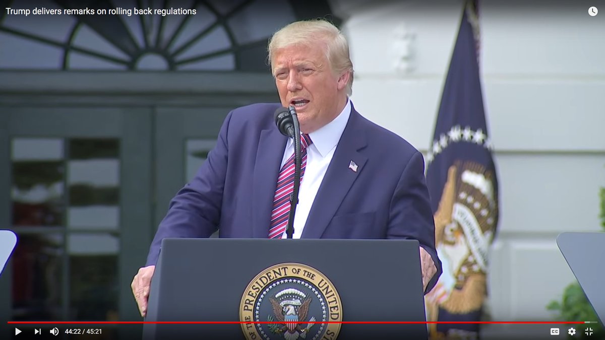 ThreadThis is very interesting.When  @realDonaldTrump spoke about rolling back regulations yesterday, I saw this.First frame shows nothing; fourth frame it flew behind him.