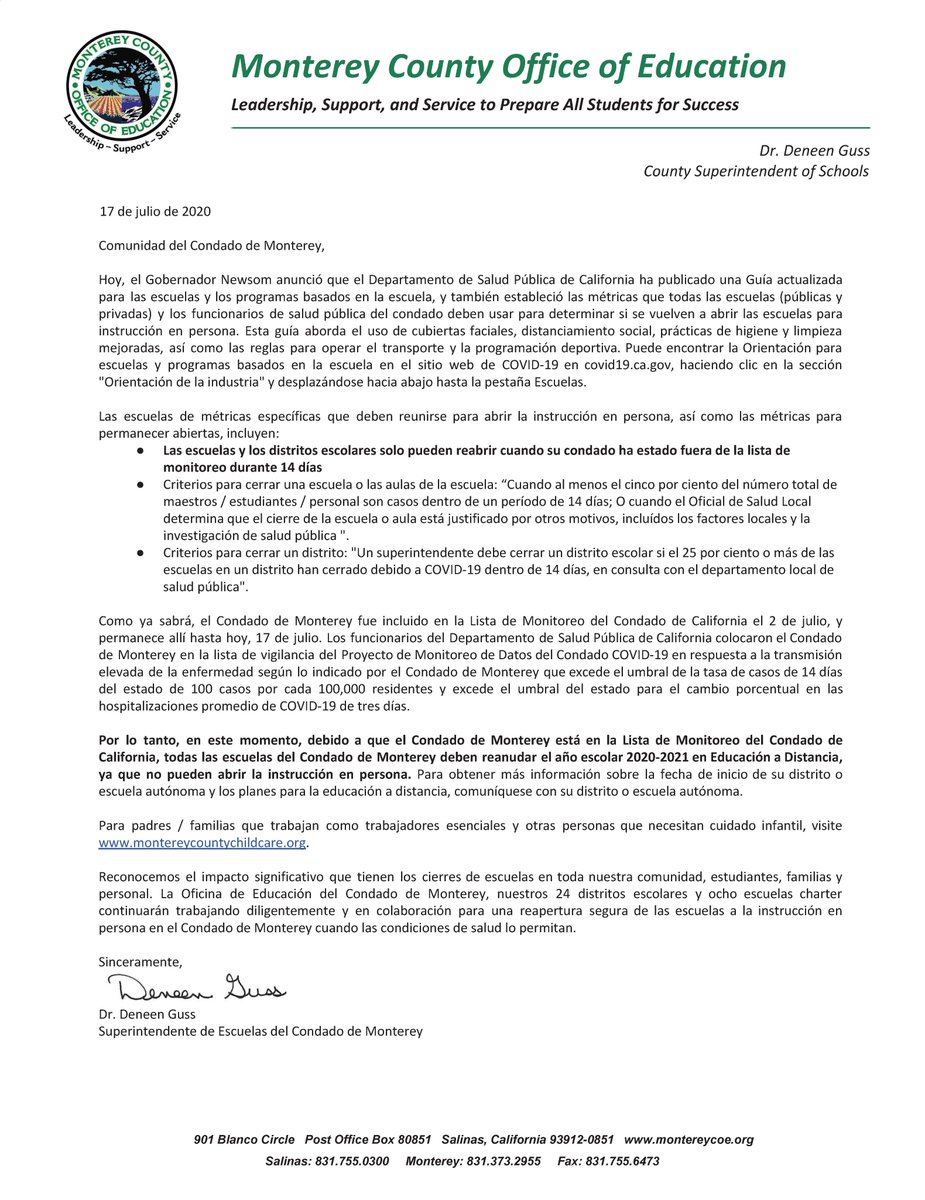 MCOE_Now's tweet photo. Important Message from Monterey County Office of Education Regarding Governor Announcement
- read full text here - https://t.co/JJGqLXgRw1 https://t.co/dNlXzPb9oS